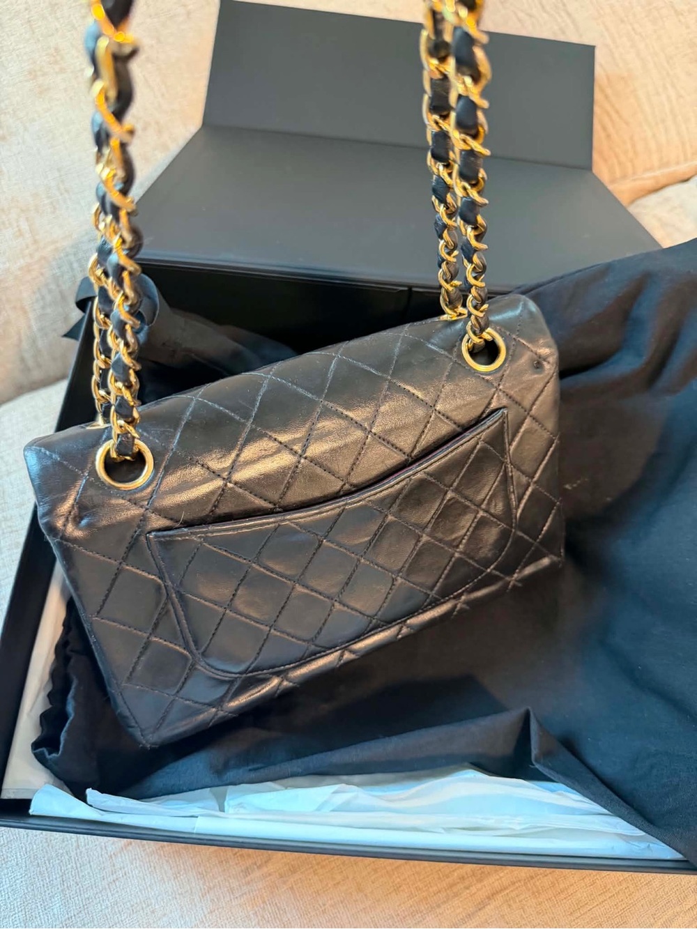 CHANEL Black Quilted Lambskin Shoulder Bag with Gold Hardware - Picture 3 of 6